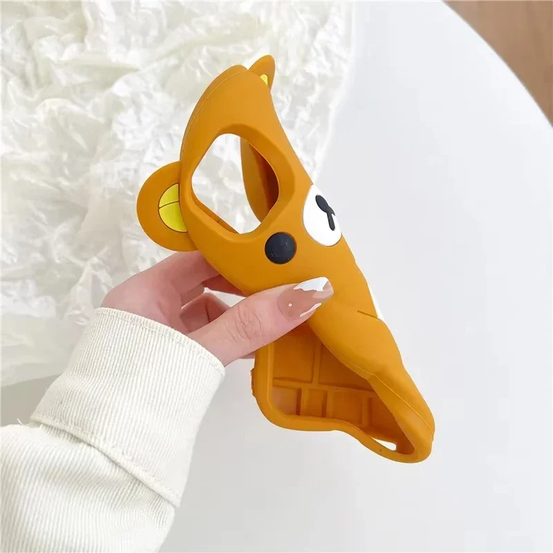 Cute Cartoon Rilakkuma Bear Phone Case for IPhone 16 15 14 13 12Pro Max plus Shockproof Silicone  Soft High Quality back Cover