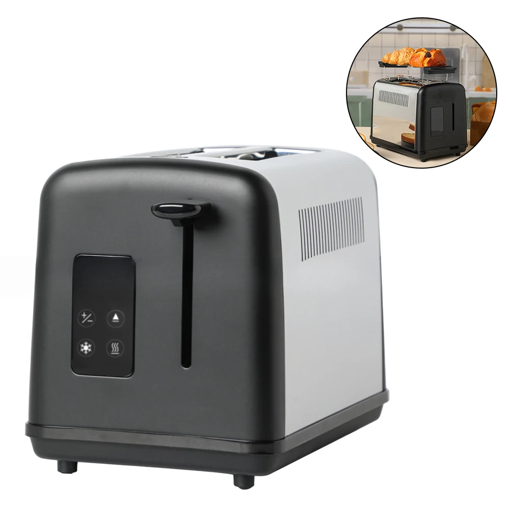 Bagel Toaster 2-Slice Toaster Stainless Steel Toaster Large Touchscreen Interface Modern Design Non-Stick Slots