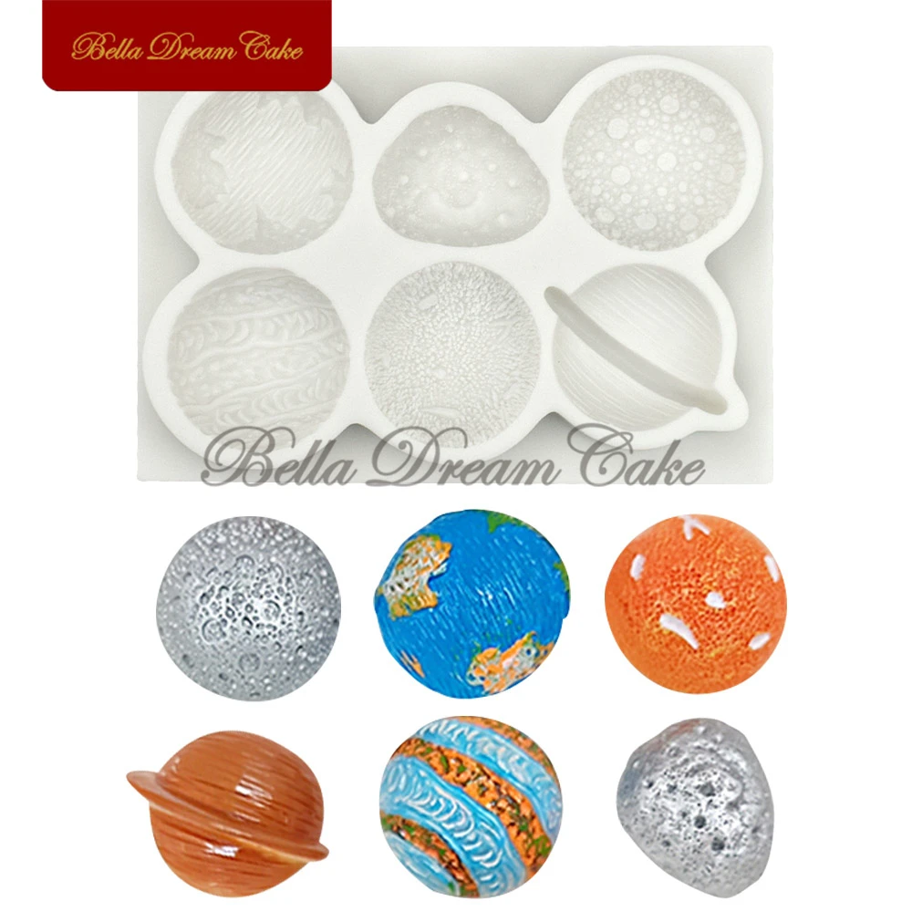 3D Cosmic Planet Shape Silicone Mold DIY Cupcake Topper Chocolate Fondant Mould Clay Soap Model Cake Decorating Tools Bakeware