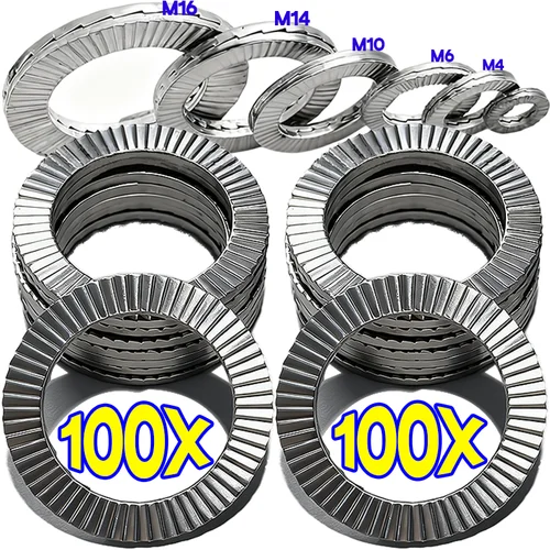 Imagen 1 del producto Arandelas de cerraduras útiles de acero, 10-100 Uds., resistentes, antiaflojamiento, configuración fácil y rápida, ahorro de tiempo, accesorios de cerraduras de perno para maquinaria doméstica