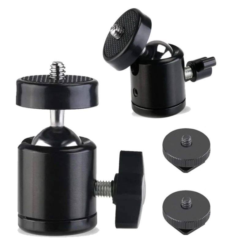 360 Degree Rotating Mobile Live Streaming Bracket Mini Tripod Ball Head 1/4 Screw Thread Double Hole Clip Multifunction Bracket