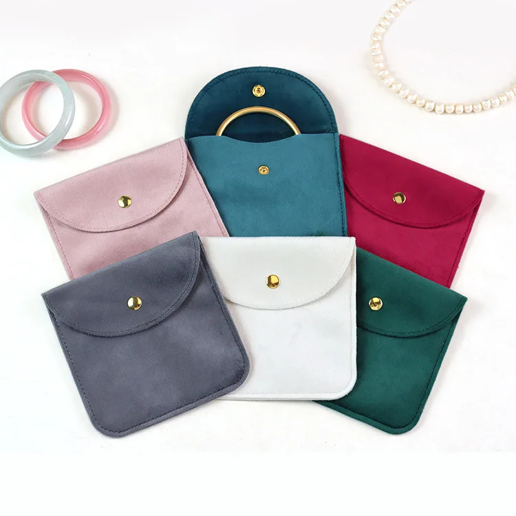 New Velvet Jewellery Packaging Rings Earrings Bracelet Necklace Storage Pouch Snap Button BagWedding Party Chic Gift Pouches