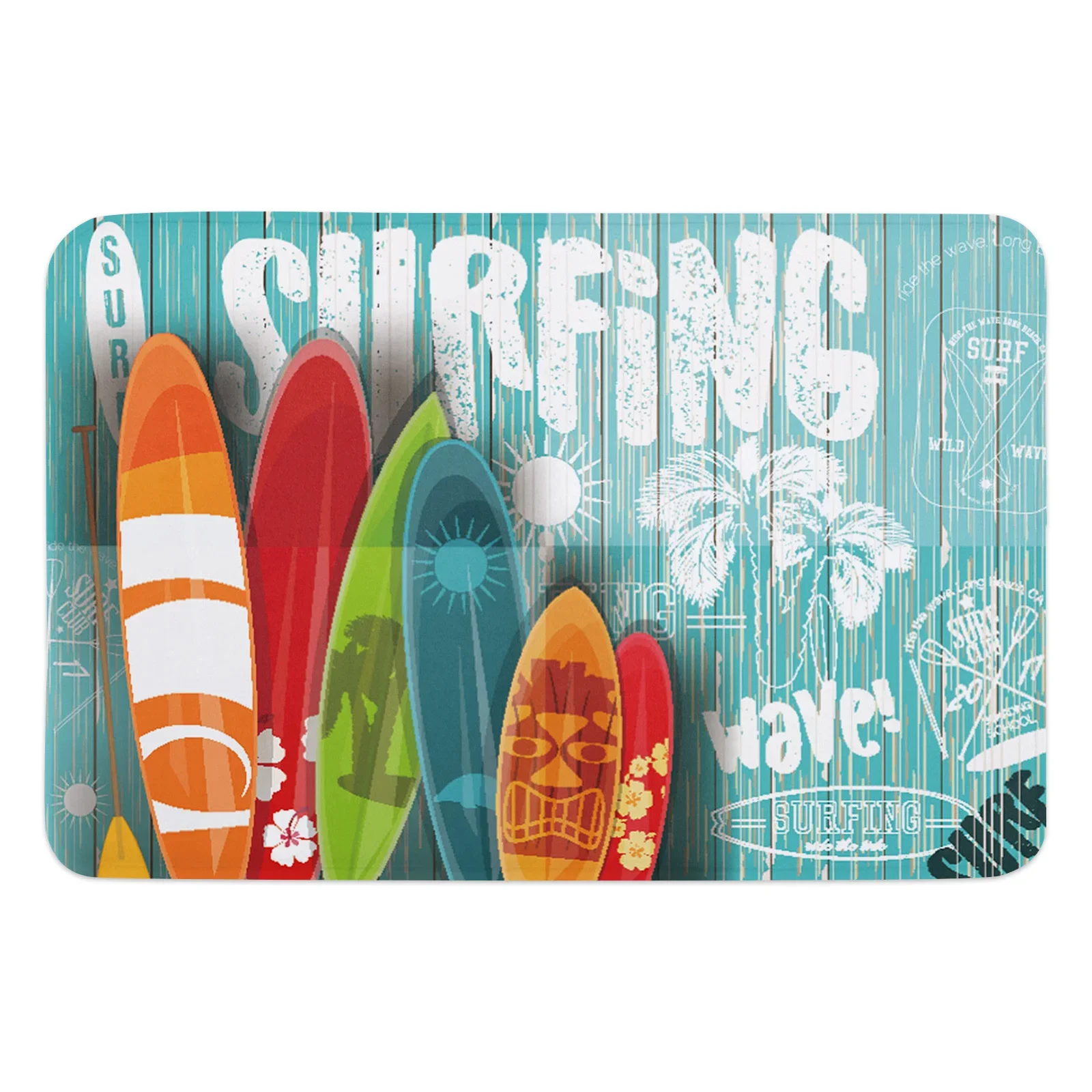 Surf Colorful Plank Art Hawaii Kitchen Floor Mat Living Room Decor Carpet Home Hallway Entrance Doormat Anti Slip Rug