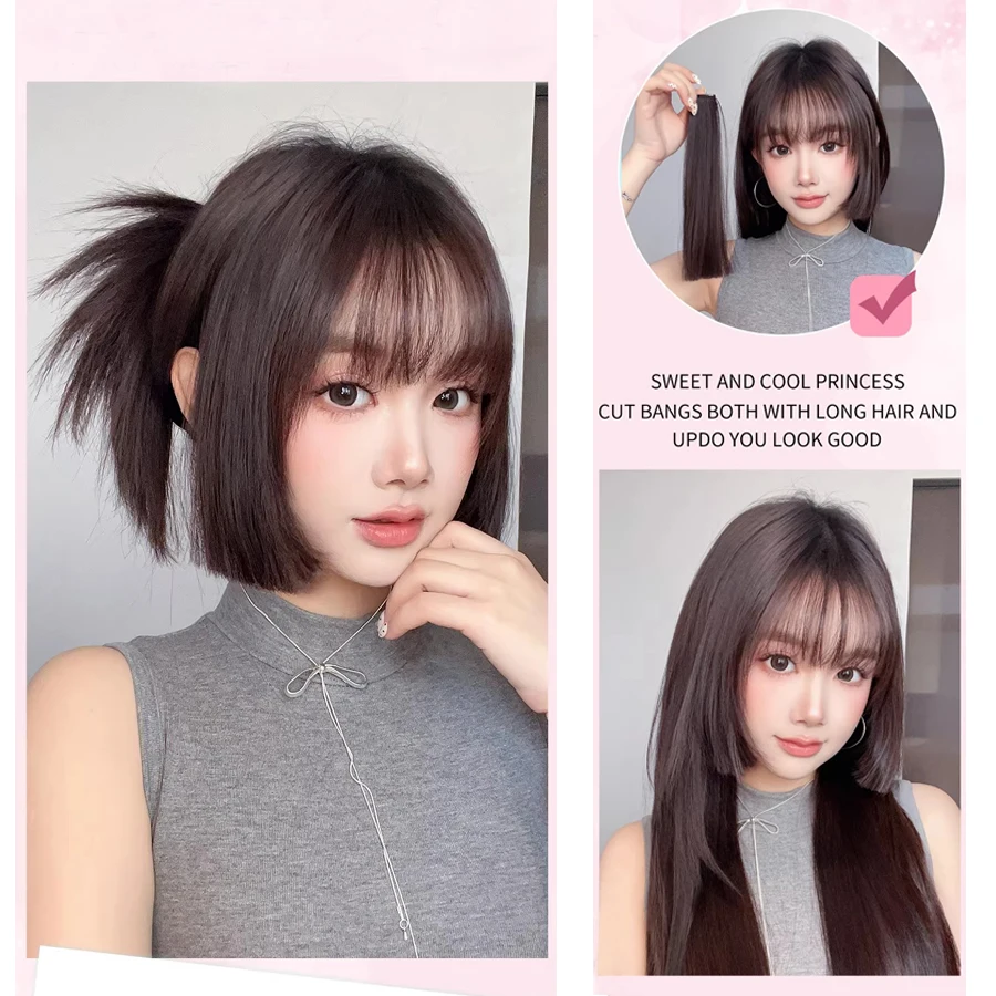 Synthetic princess cut bangs for women with natural forehead traceless new Chinese style antique style fake bangs on sideburns