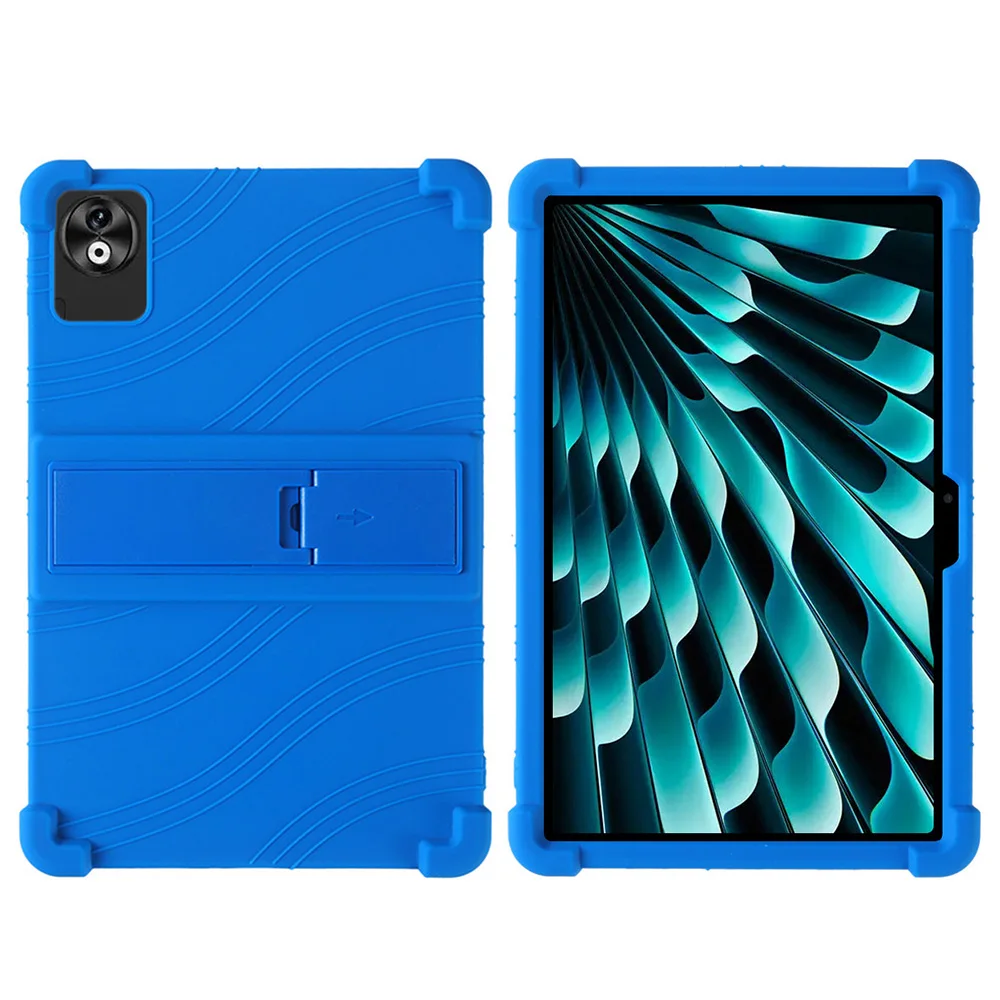 

For Doogee T40 Pro Case Adjustable Kickstand Silicone Tablet Protective Cover - Dark Blue