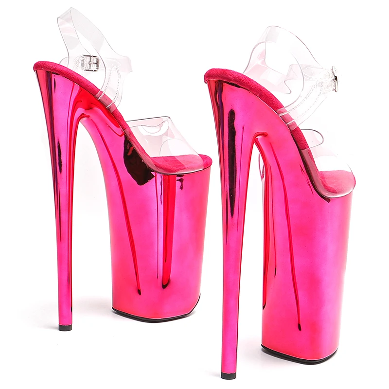 Leecabe 26CM/10inche PVC upper Open Toe electroplate High Heel platform sexy exotic party sandals Pole Dance shoes