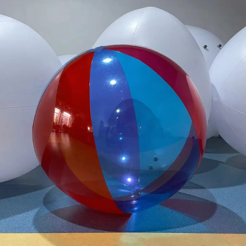 1M LED transparent color matching inflatable beach ball, transparent panel beach ball, suitable for pool parties/summer