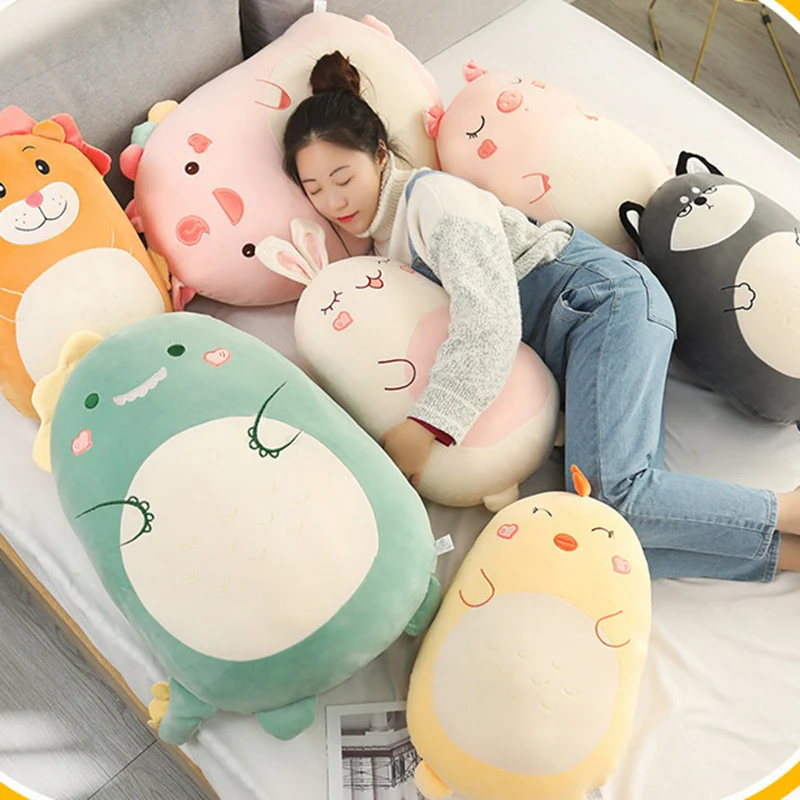 Peluche Gigante 45-80cm: Dinosauro, Maiale, Pinguino, Orso - Morbido Cuscino Peluche a Forma di Cartone Animato per Bambini