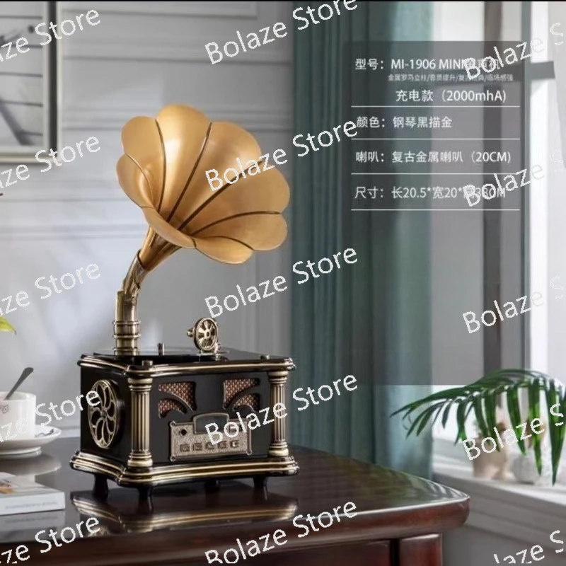Retro High Quality Mini Gramophone Bluetooth Record Player Vintage Phonograph Wireless Speaker - view 4