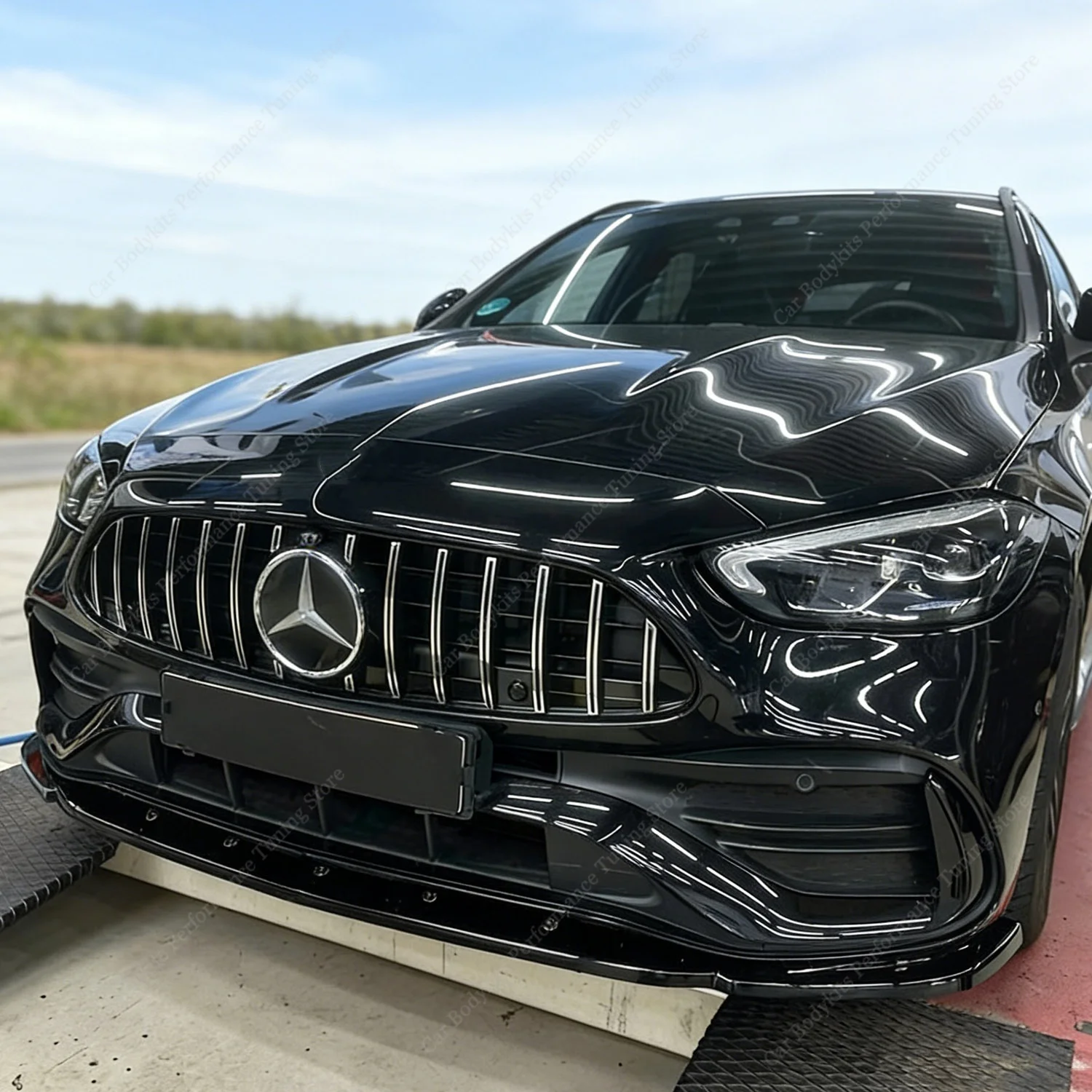 

For Mercedes W206 S206 AMG-line Gloss Black Front Bumper Lip Spoiler Splitter C200 C300 AMG Line/C43 AMG 2021-2026 Tuning