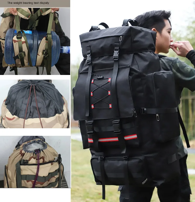 130L Large Capacity MOLLE Hiking Camping Backpack Men Outdoor Trekking Travel Sports Luggage Rucksack