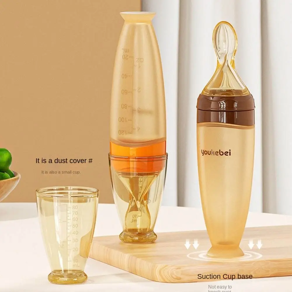 

Silicone Baby Squeeze Spoon High Temperature Resistance Soft Tip Milk Feeding Bottle Squeezing Convenient Rice Cereal Bottle