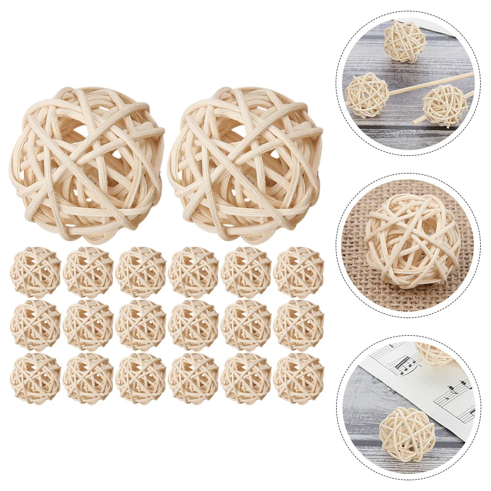 Natural Wicker Rattan Balls Vase Fillers Aromatherapy Rattan Balls for Craft Project Aromatherapy Wedding Table Decoration