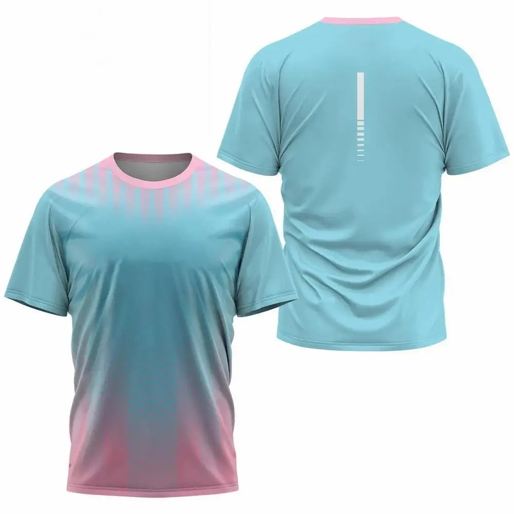 Extremely Simple Style Unisex Hot Explosive Gradient Color Sports 3D T-shirt Quick Drying Short Sleeved Running Top