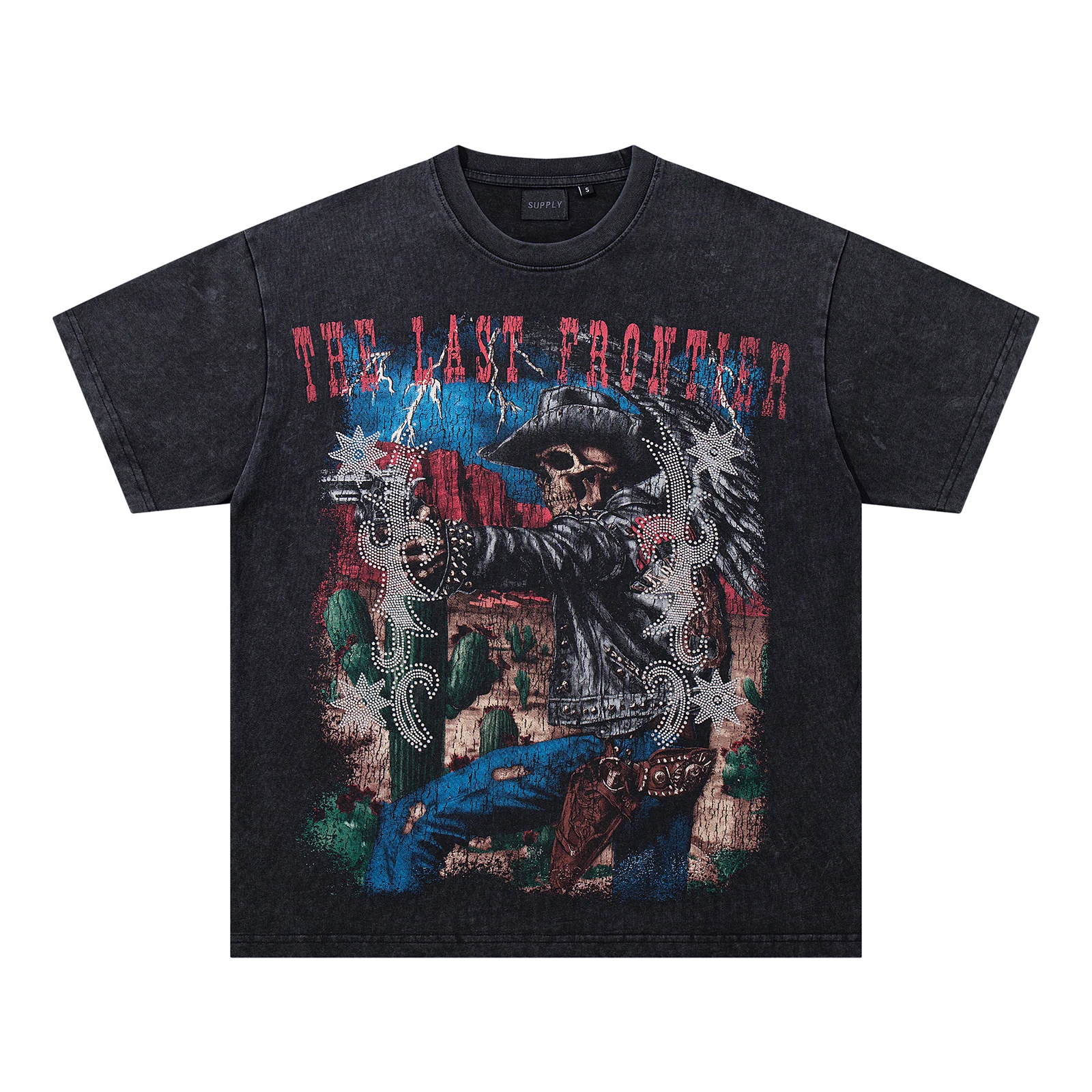 Black Western Cowboy Horse Graphic T-Shirt for Men Vintage Distressed Acid Wash Rhinestone Tshirts Baggy Summer Casual Tees Tops — купить у AliExpress WW