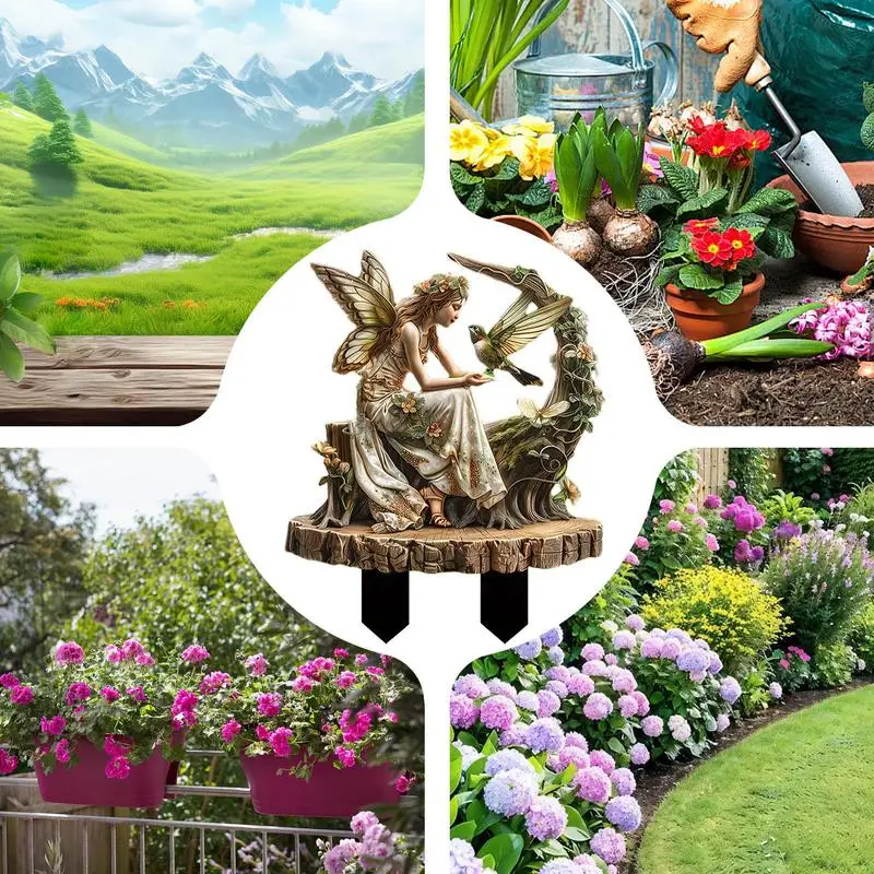 Piquets de nickel ation imperméables pour jardin, ornement de colibri, décoration de sol, pots de fleurs