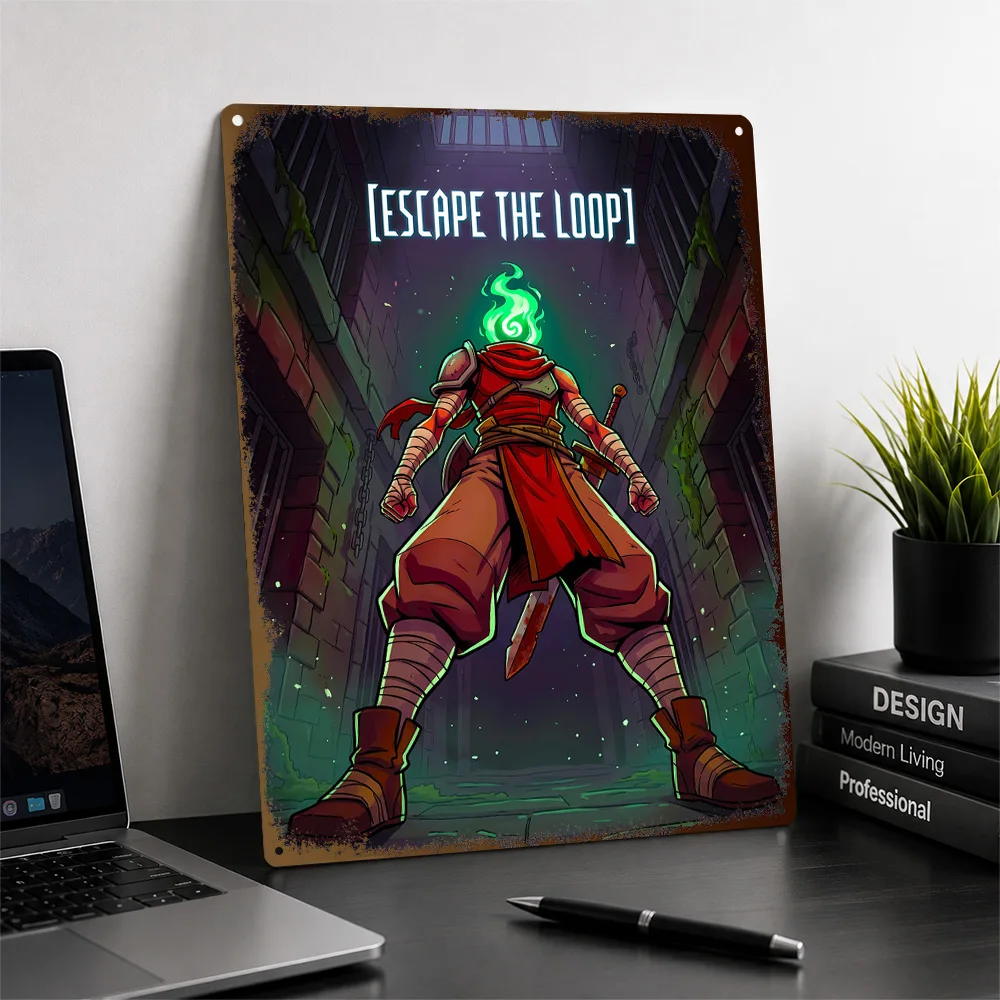 Dead Cells Escape The Loop Textured Metal Poster Illustrated Wall Art For Gaming Room Personalized Aluminum Sign Birthday Gift