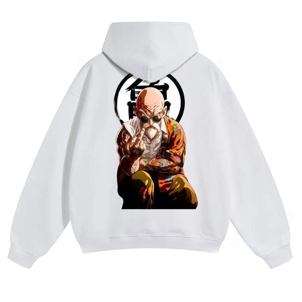 Suéter com capuz masculino Dragon Ball Z Master Roshi Japão Anime primavera e outono roupa infantil de manga comprida para meninos