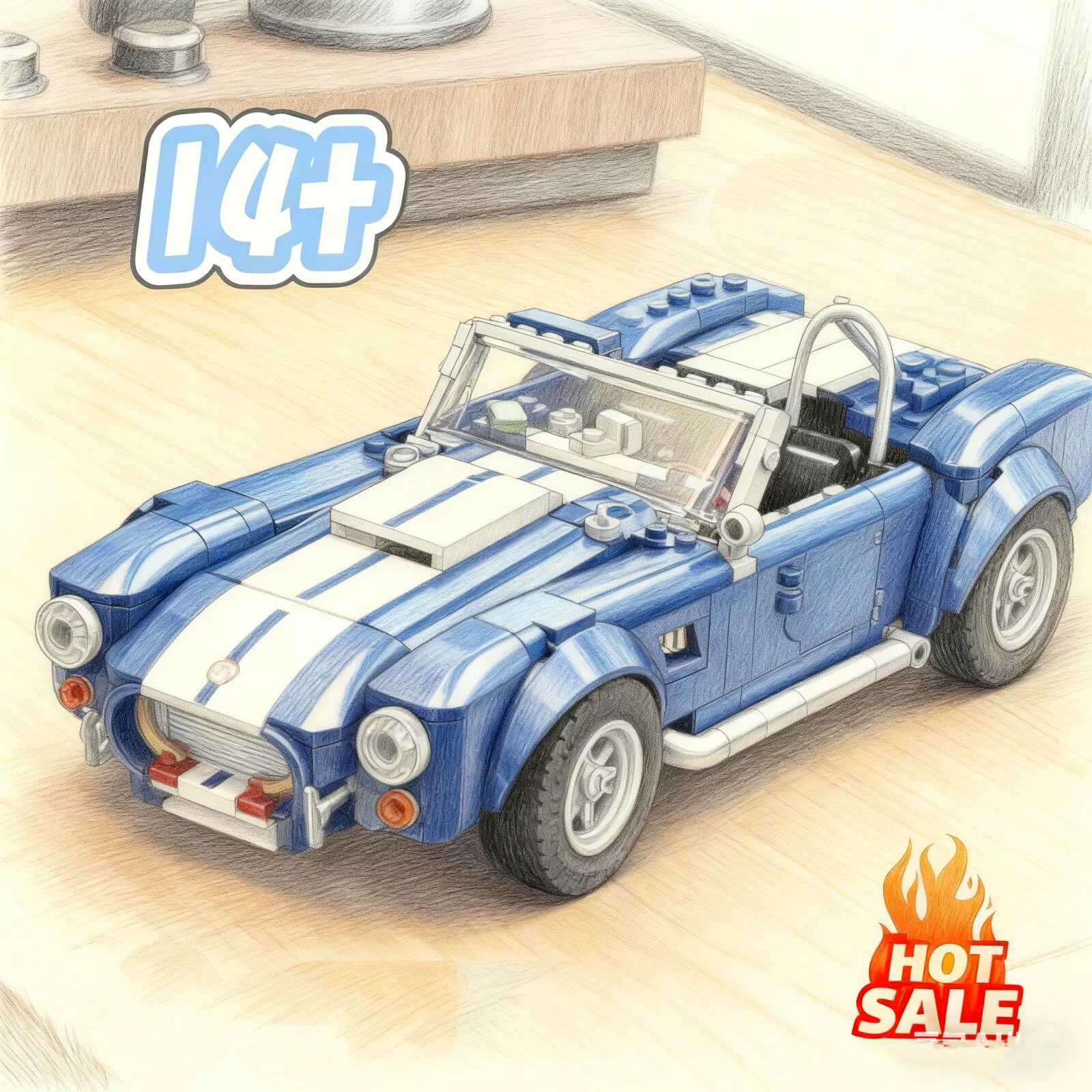 

1241pcs Shelby Cobra 427 SC 10357 Sports Racing Car Retro Vintage Hypercar Building Block Model Toy For Birthday Christmas Gifts