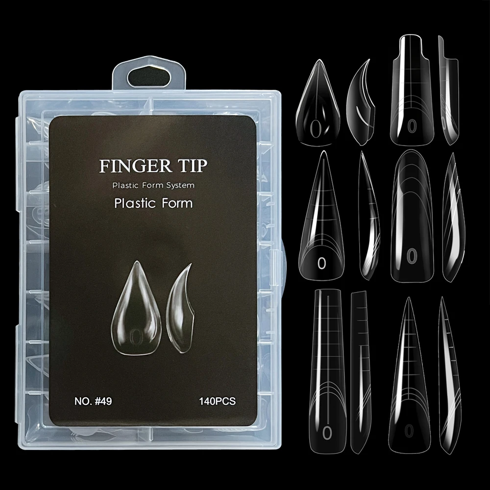 

New 70/140Pcs Cat Claw Nail Dual Form Poly Extension Gel Molds Reusable Acrylic Nail Forms 9 Types False Tips with Scale Line