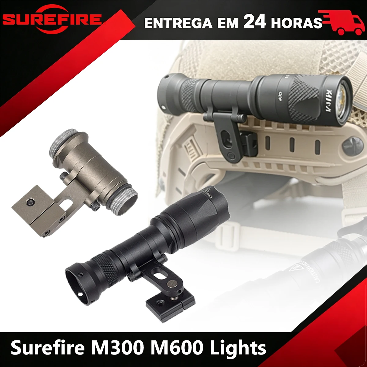SureFire M300 M300B M300C M300V Tactical Light Series with ARC Helmet Mount MICH2000 SS MAX Helmet Light Mount Side Guide Rail