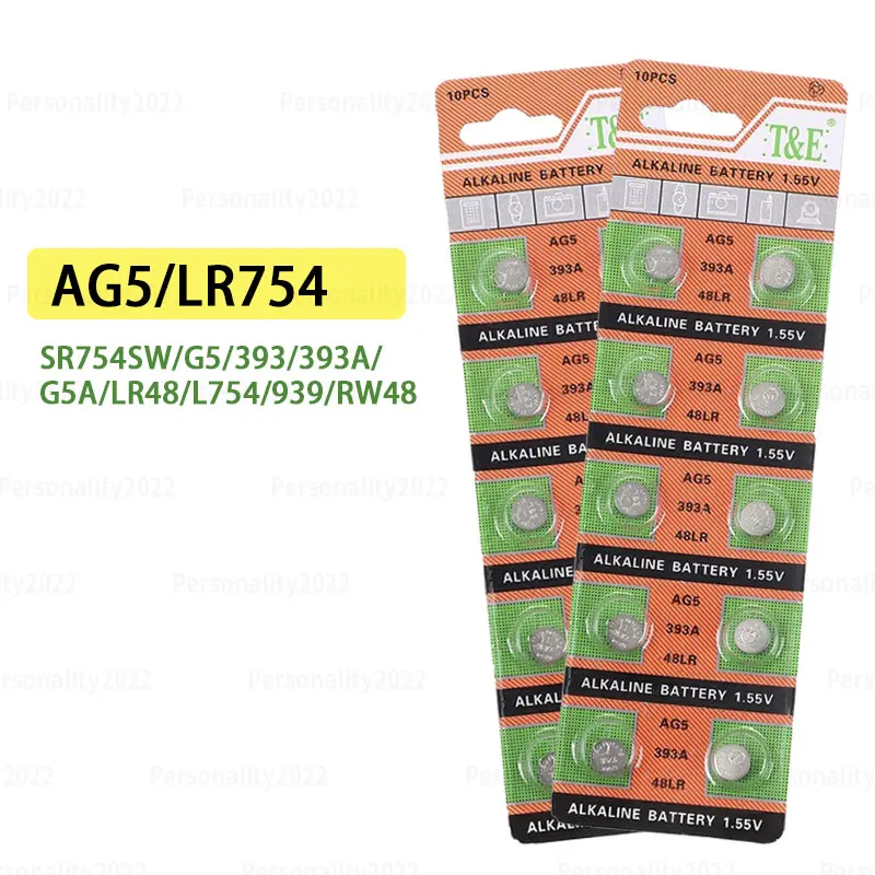 

10-100pcs AG5 LR754 1.5V Button Battery 393 SR754 Small Batteries L754 LR48 Suitable for Watches Toys Remote Controls Headphones