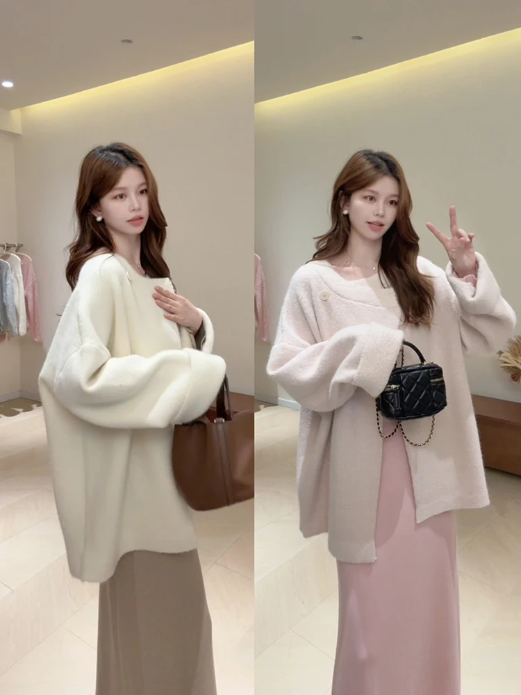 

KG9 Casual Loose Fit Big Sve Cardigan Sweater Outerwear Lazy Sle Thiened Autumn Winter Women's Online Exclusive