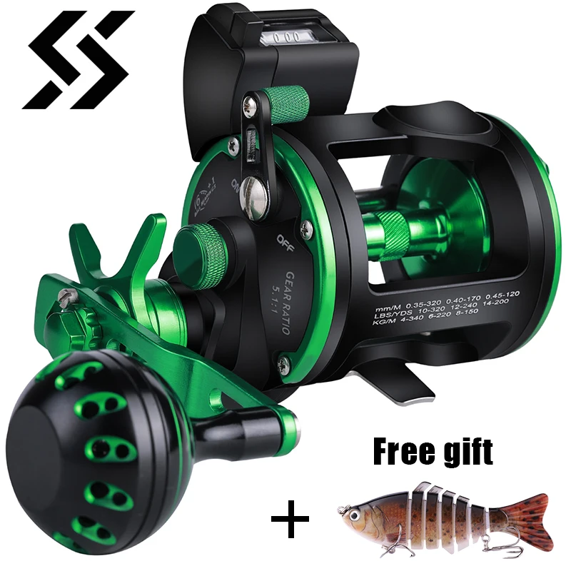 Sougayilang 6+1BB Trolling Fishing Reel with Free Gift Saltwater Sea Fishing Reel Max Drag 25kg Bait Casting Fishing Reels Pesca