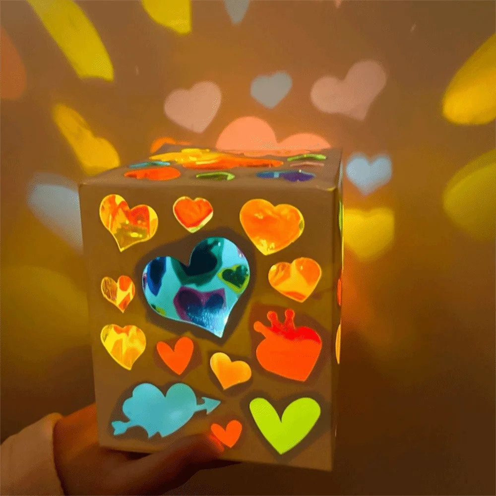 Colorful DIY Projection Lamp Kit Glass Paper Early Educational DIY Lantern Making Kit Hanging Handmade Luminous Handheld Lamp