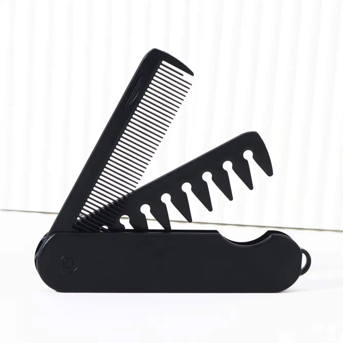 2-in-1 Folding Hair Comb, Beard Comb, Dual Tooth Design, Durable ABS Plastic Handle and Brush, Portable for Travel