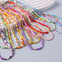 Aihua Bohemia Colorful Flower Seed Beads Necklace For Women Kids Friendship Necklace Summer Beach Party Jewelry Gifts