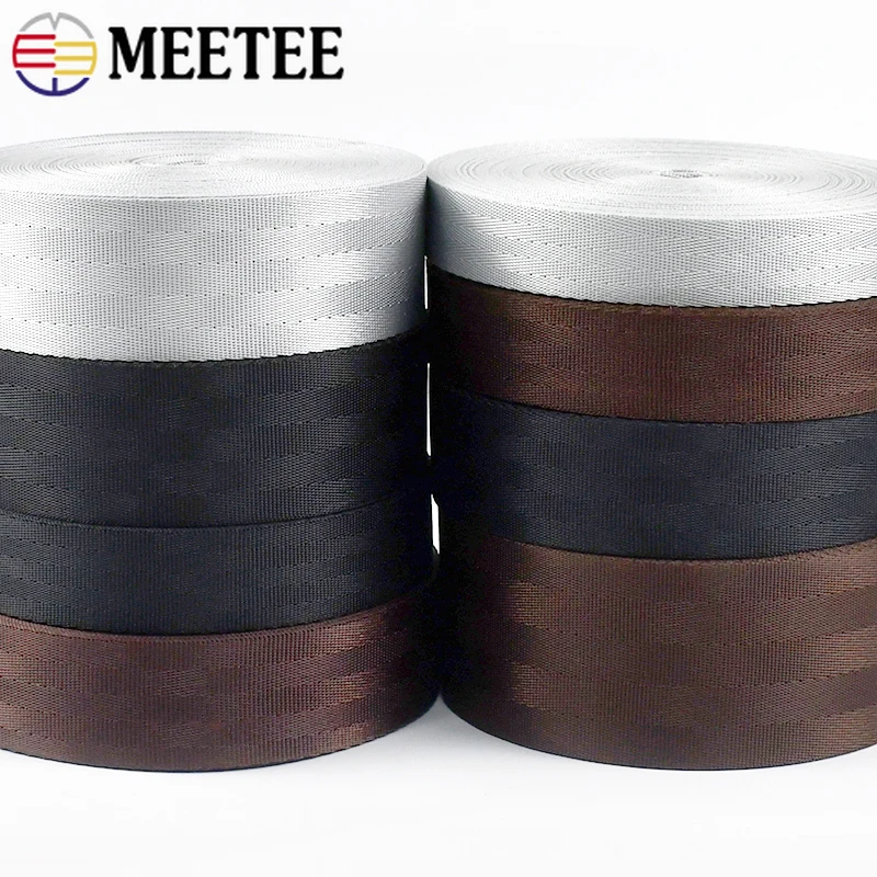 

10M Meetee 20/25/32/38/50mm Nylon Webbing Tape Backpack Strap Bag Luggage Ribbon Seat Band Garment Belt DIY Sewing Accessories