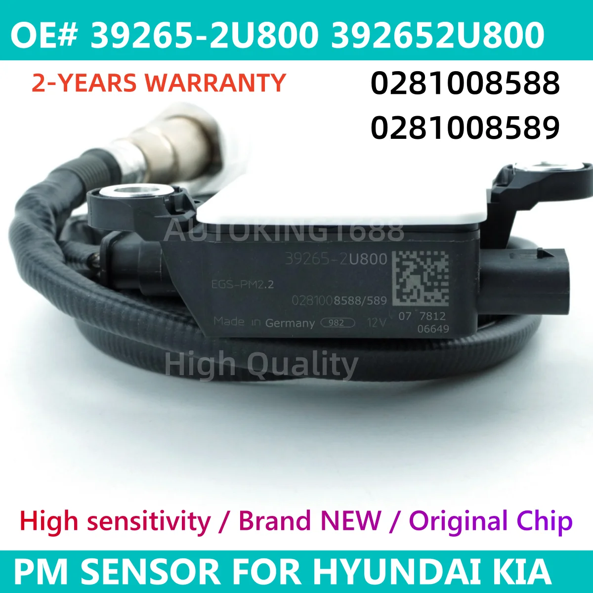 

392652U800 Датчик матраса твердых частиц Датчик PM 39265-2U800 0281008588/589 для Hyundai Tucson NX4 2021-2024 39265 2U800