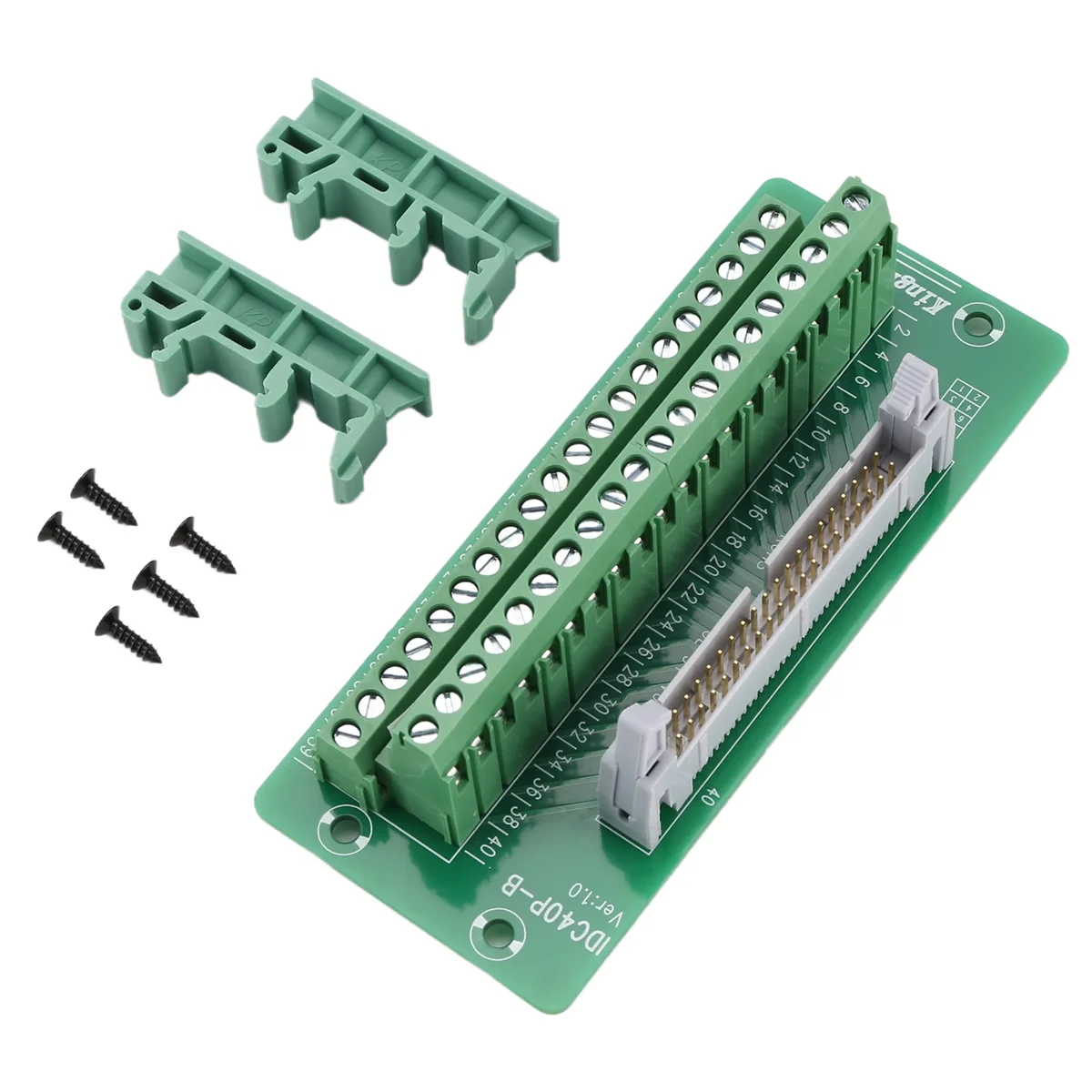 N09R IDC40P 40Pin Connector Strip Breakout Board Terminal Block Plug PLC Interface with Bracket, for PLC, DIN Rail Mount