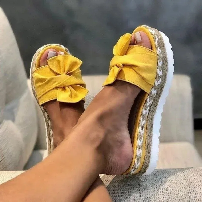 New Women's Slippers Fashion Flower Solid Color Wedge Outdoor Platform Non-slip Beach Sandals Woman Sandalias Shoes