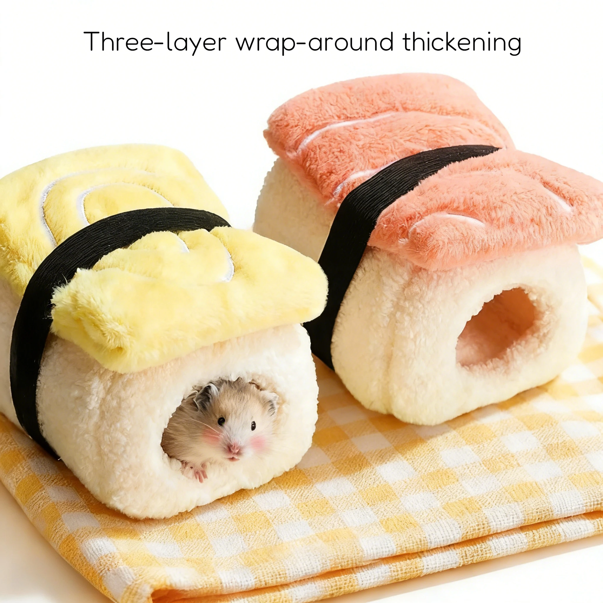 Warmes Winter-Sushi-förmiges, niedliches, dickes Hamster-Baumwollbett, Unterschlupf, Nest für Golden Bear Sugar Glider, kleines Haustier, warmes Zuhause