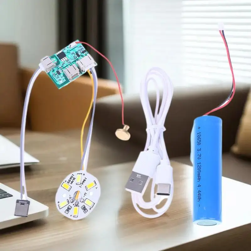 3-Color Dimmer LED Panel Light, DC5V Input, 3W/10W, 30MM/50MM, with ON/OFF Touch Switch and Type- Charging Port
