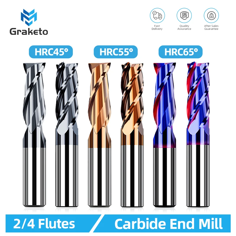 Tooleye-fresas de carburo, herramienta de corte para mecanizado CNC, revestimiento de aleación, cortador de Metal plano, 2/4 flautas, fresa de acero de tungsteno