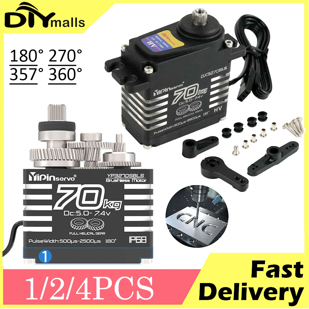 

YP3270BLS 70 кг цифровой бесщеточный сервопривод IP68 сервоприводы с высоким крутящим моментом металлическая шестерня высокого напряжения для 1/10 1/8 TRX6 scx10 RC гусеничного автомобиля