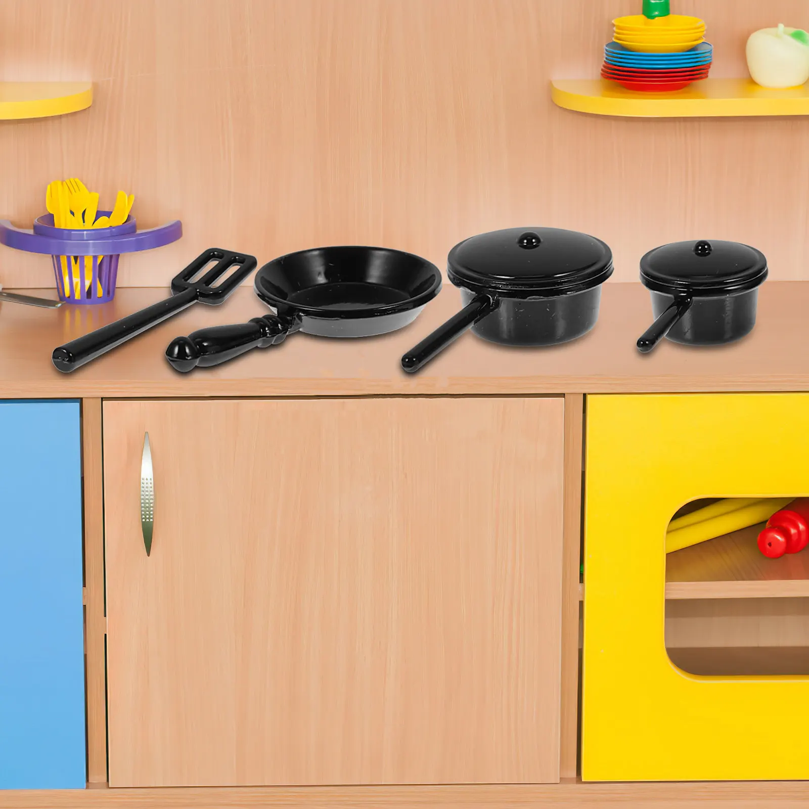 

2Sets Miniature Alloy Kitchen Cookware Sets Mini House Supplies Household Utensil Models Decorative Kitchen Accessories