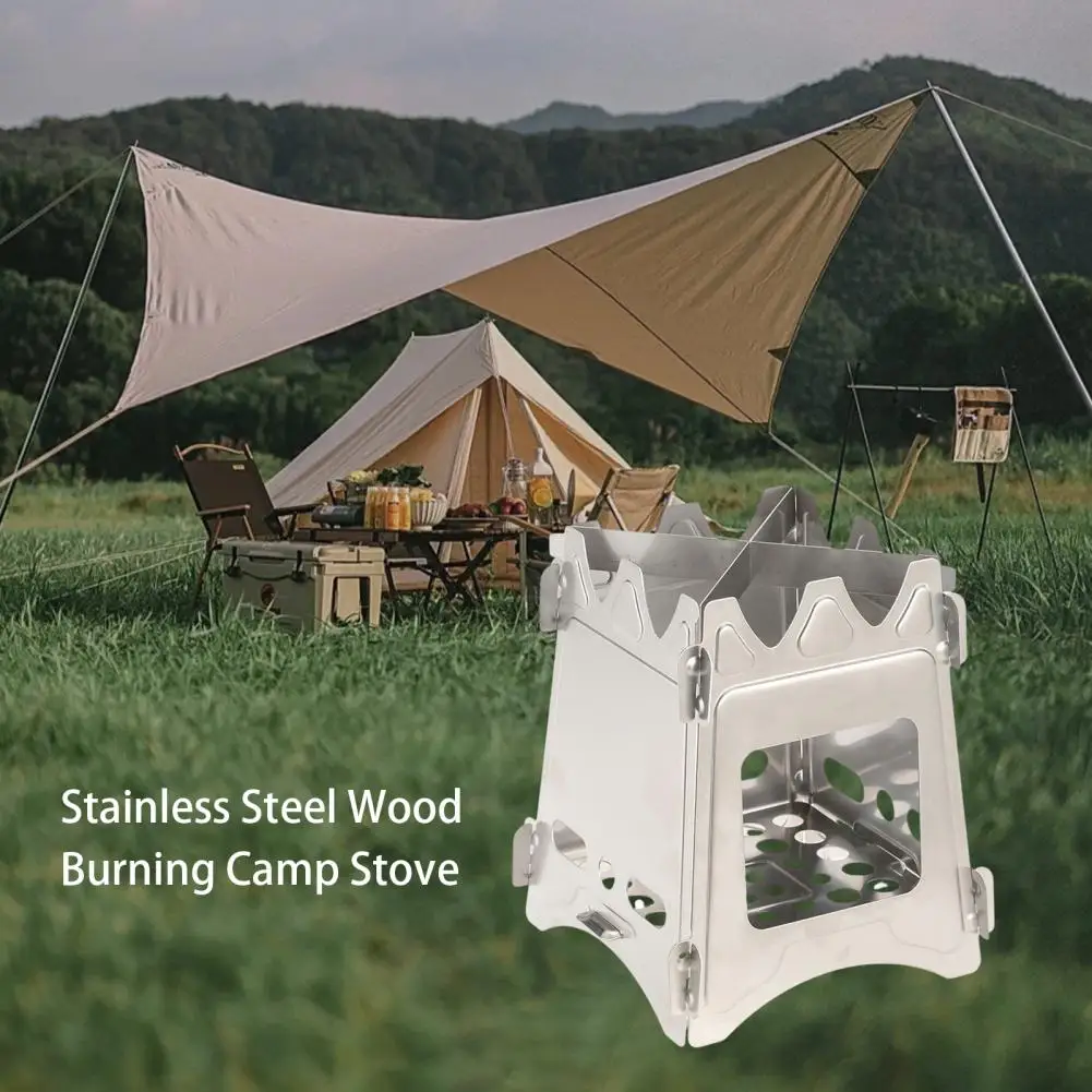 

Wood Stove Excellent Dismountable Pocket Size Stainless Steel Wood Burning Camp Stove Camping Supply