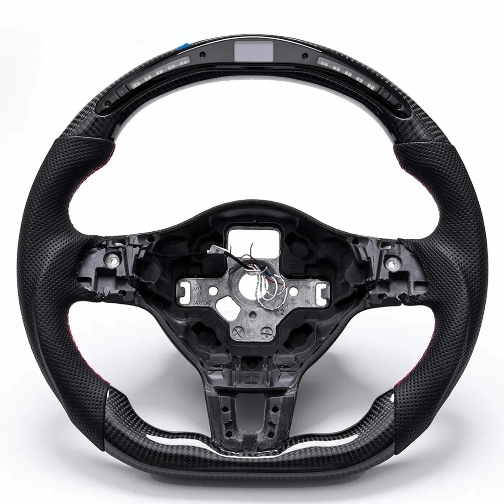 Steering Wheel Fit For VW Golf 6 MK6 R GTI 2008-2013 Carbon Fiber Steering Wheel Perforated Leather Car Accessories