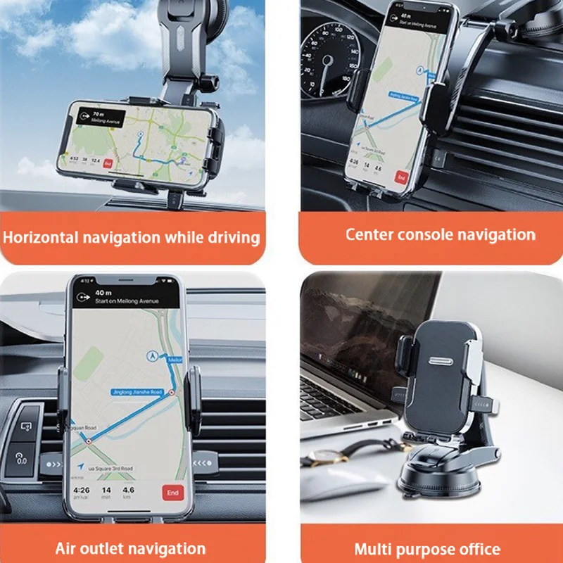 360 °   حامل هاتف السيارة قابل للتعديل، حامل أكواب شفط متعدد السيناريو للزجاج الأمامي وفتحة تهوية