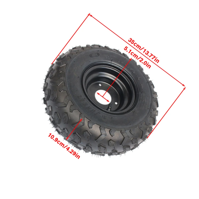 High-performance 145/70-6 tires mounted on durable 6-inch wheels for ATVs and karts