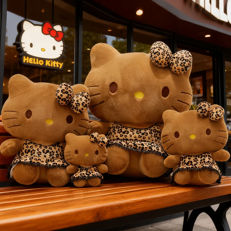 

Hello Kitty Leopard Print Plush Toy Stuffed Comfort Doll Pillow Cute Sweet Cool Plushie Gift For Girls Kids Bedtime Companion