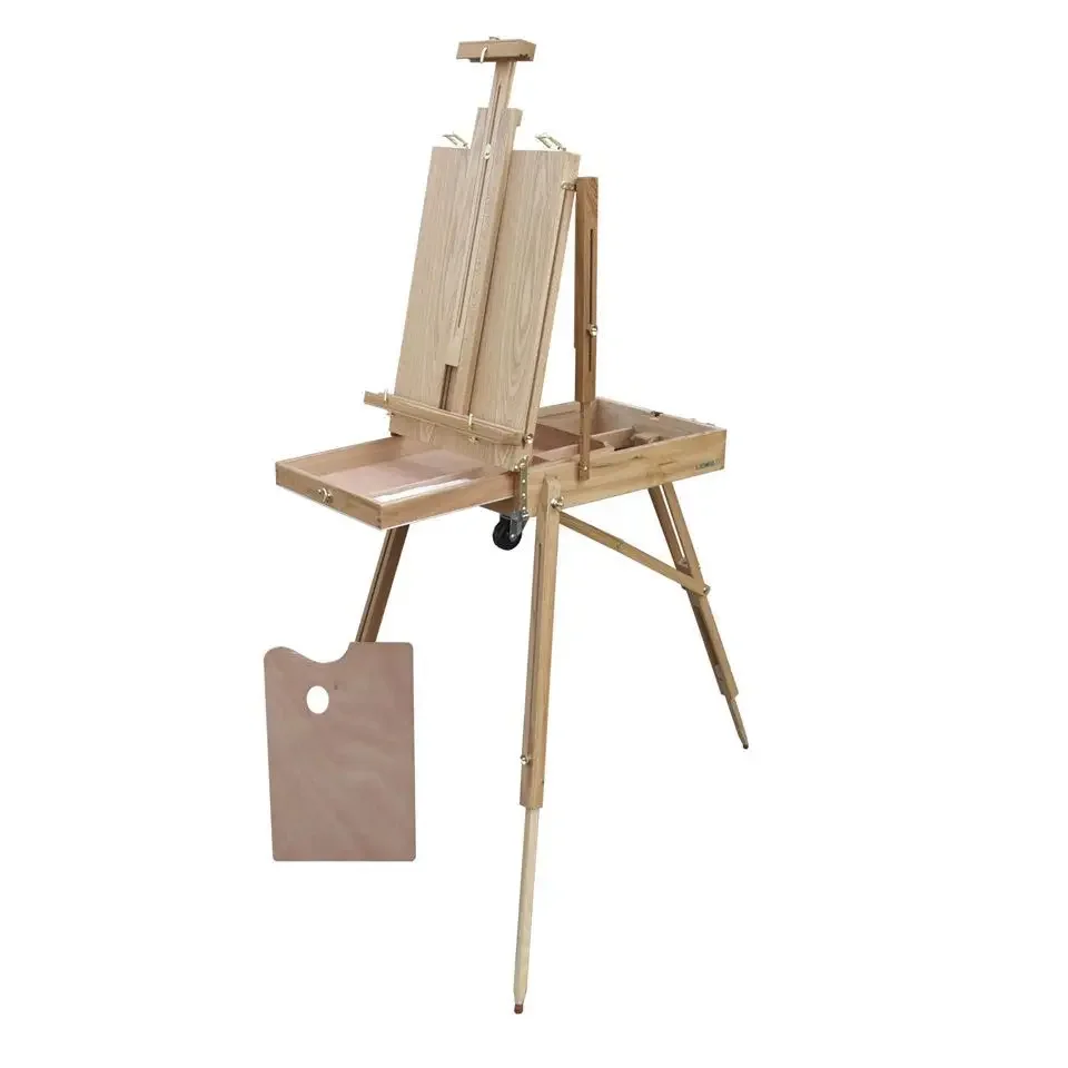 Beech wood oil painting box folding portable oil easel bracket type multi-functional storage solid wood painting box hand-held