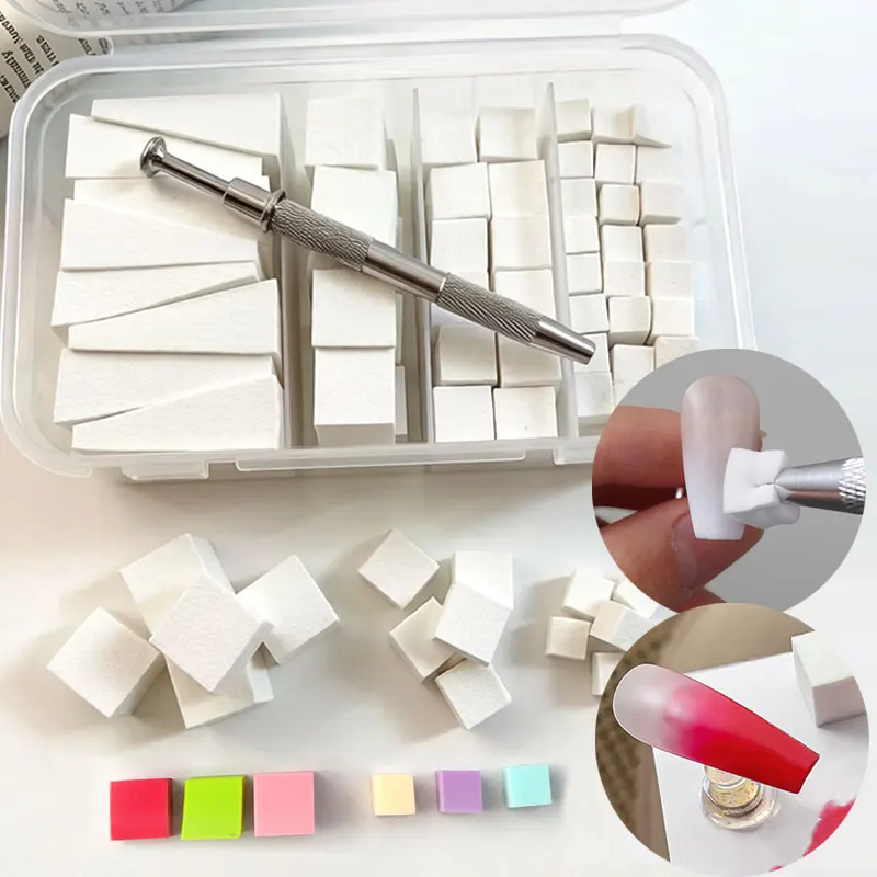 

100pcs Gradient Sponge Brush for Nail Art Stamper Tools Gel Polish DIY Design Nail Sponge Grab Pen Manicure Supplies Tools Set