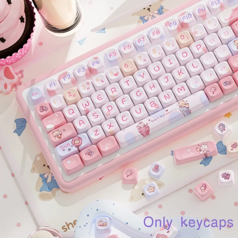 112/120Keys Marshmallow Themed Keycaps Moa Highly Personalized Pbt Thermal Sublimation Cute And Cool Mechanical Keyboard Key cap