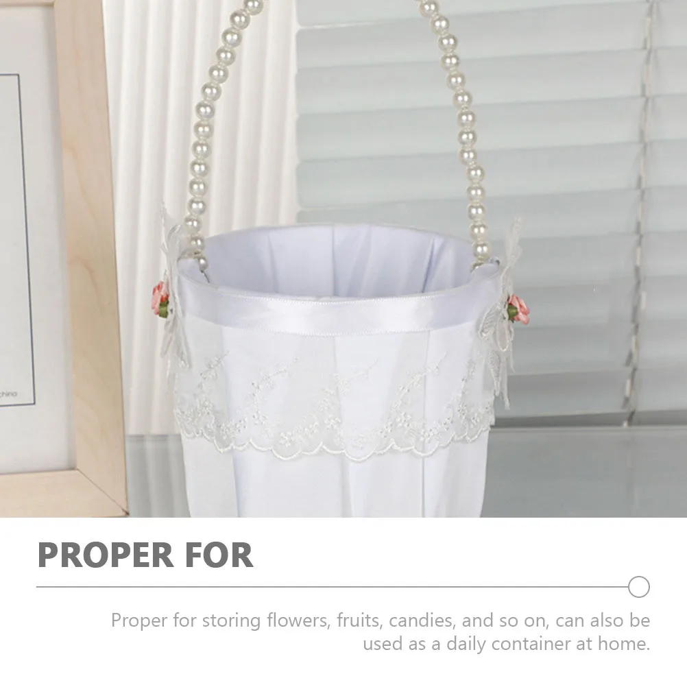 

Wedding Flower Basket Elegant Lace Design Handheld Basket for Party Flower Petal Container Rustic Wedding Decor