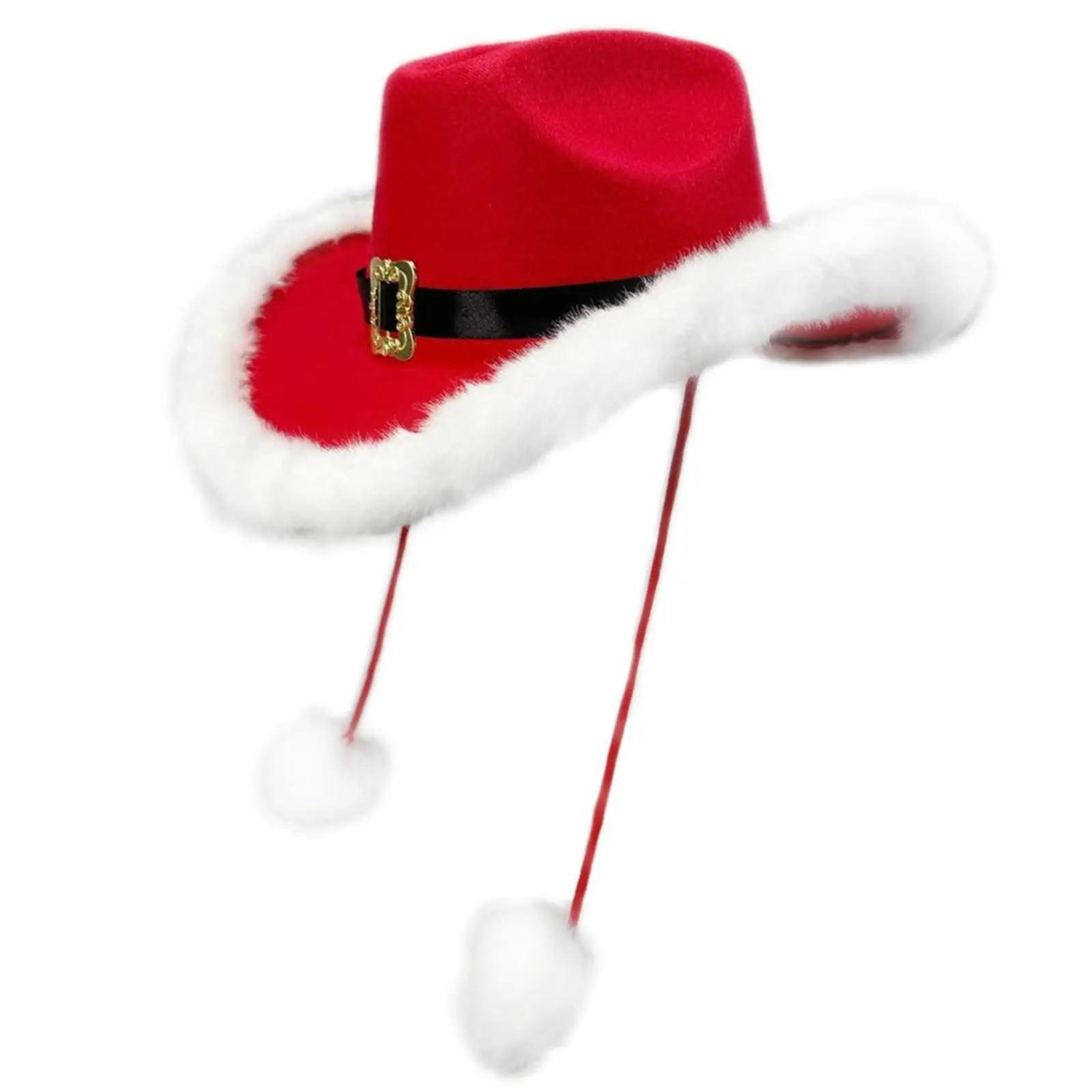 

Christmas Cowboy Hat with Pompom for Women Cowgirl Hat for Photo Prop Party Favors